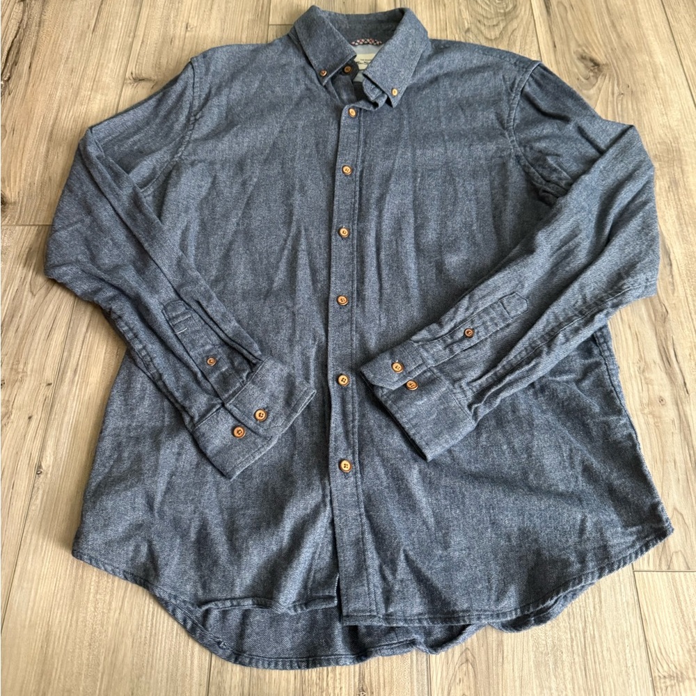 Ben Sherman Charcoal and Light Blue Button Down Shirt Size Large